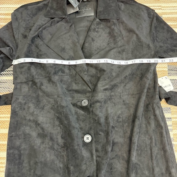 Free People x Blank NYC Vegan Suede Trench Coat Button Front Black Size Medium‎ - Picture 13 of 16
